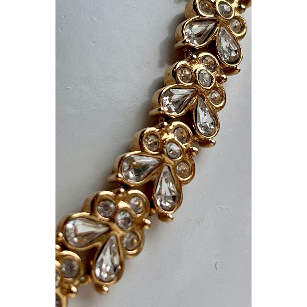 Vintage Avon Tone Crystal Floral Cluster Collar Necklace - Picture 6 of 12